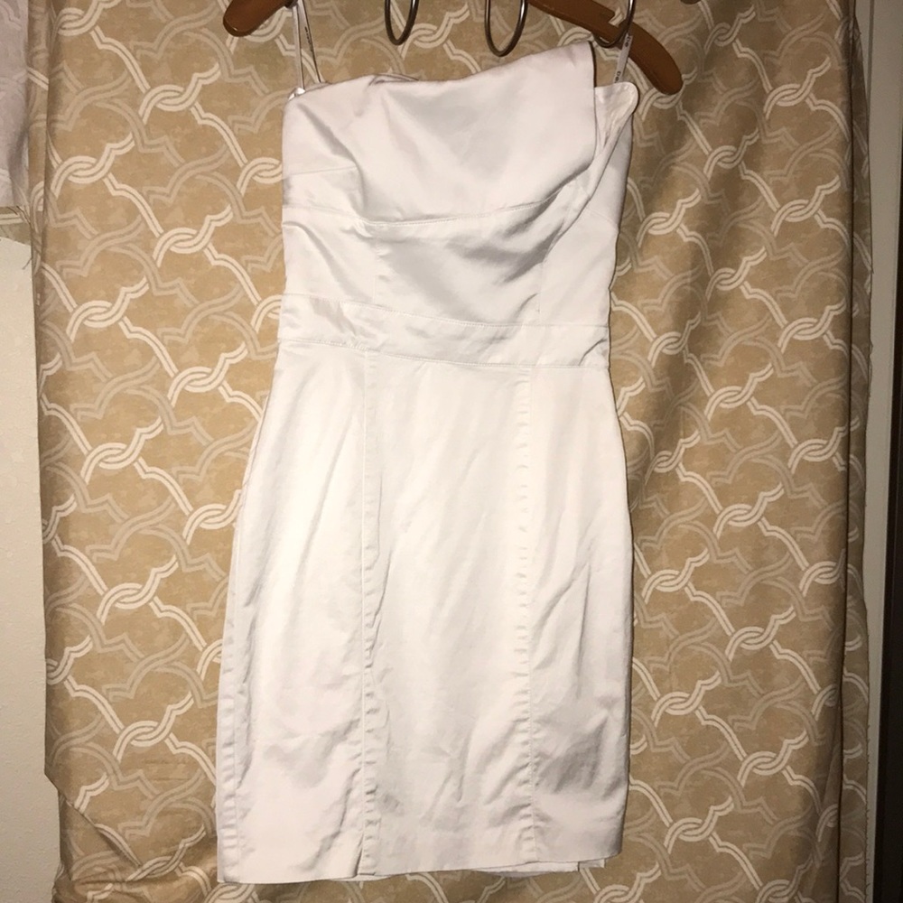 Bebe white strapless midi dress size 6